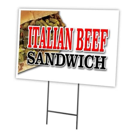 Signmission Italian Beef Sandwich Yard & Stake outdoor plastic coroplast window, C-1216-DS-Italian Beef Sandwich C-1216-DS-Italian Beef Sandwich